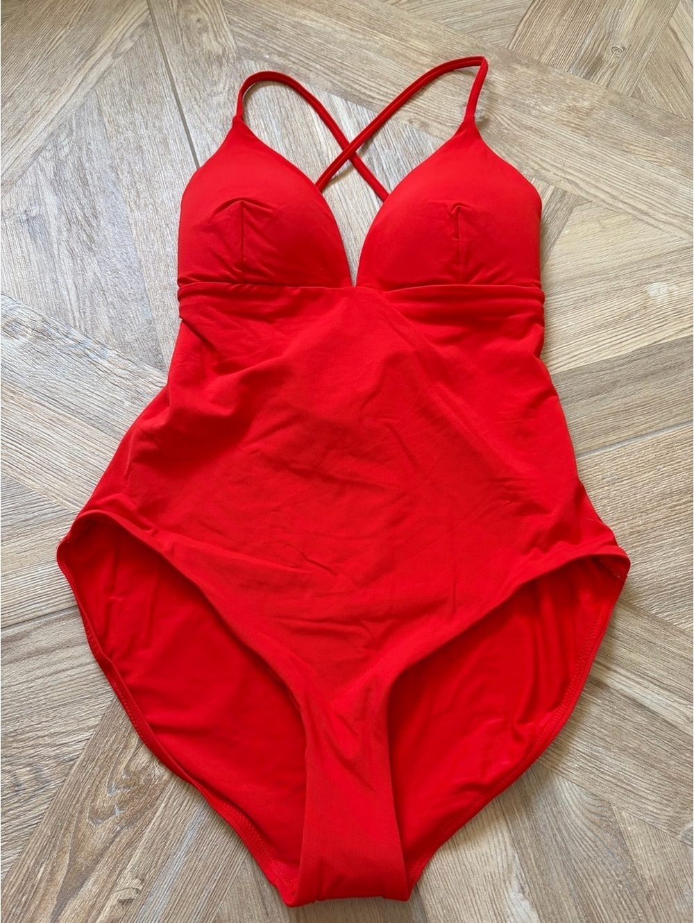CALIA Triangle Strappy Back One Piece Fresh Red Size 6 Tummy Control Beach